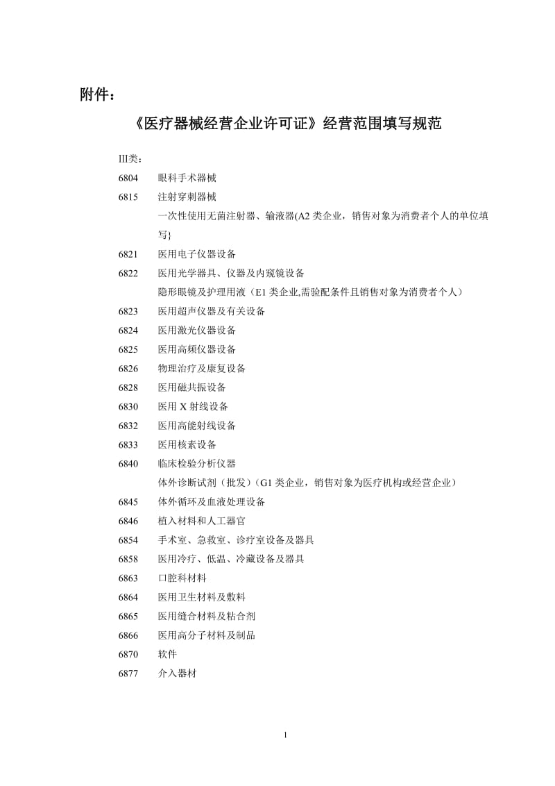 辽宁省医疗器械经营企业许可经营范围填写规范.doc